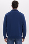 Unisex Relax Fit Comfortable Cut Cotton Inner Fleece Zippered Navy Blue Polo Neck Flato Pocket Sweatshirt - 6