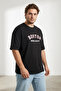 Büyük Beden Siyah Oversize/Geniş Kesim Şehir Baskılı %100 Pamuklu T-Shirt TMNSS23TS00135