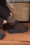 Coco Brown Suede Leather Thick Sole Sheepskin Lined Women's Boots - 8