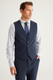 Men's Dark Navy Blue Recycle Slim Fit Slim Fit Mono Collar Checkered Suit with Vest - 6