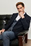 Men's Dark Navy Blue Slim Fit Slim Fit Mono Collar Plaid Patterned Vest Suit - 4