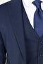 Men's Navy Blue-Black Slim Fit Slim Fit Swallow Collar Checkered Wool Vest Suit - 7