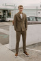 Men's Mink Slim Fit Slim Fit Swallow Collar Bag Pocket Striped Double-Breasted Suit - 2