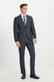 Men's Navy Blue-White Wool Slim Fit Slim Fit Swallow Collar Print Cover Pocket Suit - 4