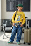 Yellow Male Child Seasonal-Thin Space Pattern Crew Neck Knitted Sweatshirt Tkdaw25Sw00005