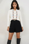 Ecru Lace Shirt Collar Embroidered Knitwear Cardigan Alc-X14844 - 2