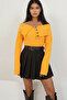 Mustard Yellow Madonna Collar Button Accessory Knitwear Blouse Alc-X14673 - 3