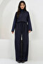 Navy Blue Turtleneck Oversize Blouse and Double Pocket Palazzo Trousers Set Alc-X14836 - 3