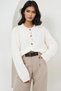 Ecru Crew Neck Soft Textured Knitwear Cardigan Alc-X14855 - 2