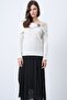 Women's Ecru Madonna Collar Drape and Accessory Detailed Blouse Alc-X14721 - 6