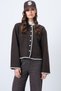 Women's Brown Crew Neck Embroidery Detailed Knitwear Cardigan Alc-X14706 - 2