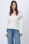 Women's Cream Madonna Collar Cross Detailed Knitted Blouse Alc-X14729 - 3