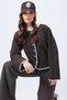 Women's Brown Crew Neck Embroidery Detailed Knitwear Cardigan Alc-X14706