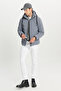 Men's Gray Padded Standard Fit Regular Cut Stand Collar Hooded Side Pocket Jacket Coat - 3
