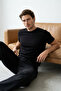 Siyah Basic %100 Pamuklu Regular/Normal Kesim Bisiklet Yaka T-Shirt TMNSS21TS0808