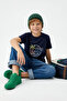 Navy Blue Embroidered / Embroidered Knitted T-Shirt Tkdss25Ts00049