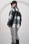 Women's Green Leather Back Tassel Pocket Lumberjack Shirt Jacket Alc-X14995 - 6
