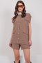 Women's Orange Black Ornamental Pocket Tassel Long Sleeveless Jacket and Shorts Skirt Set Alc-X14984