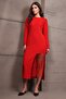 Women's Red Crew Neck Zippered Belted Maxi Dress Alc-X15009 - 6