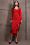 Women's Red Square Neck Backless Maxi Length Slit Dress Alc-X15003 - 4