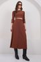 Women's Bitter Brown Crew Neck Cropped Blouse and Maxi Skirt Set Alc-X15015 - 4