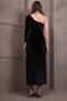 Women's Black One Sleeve Stone Strap Velvet Long Dress Alc-X14987 - 7