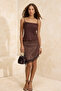 Limited Edition Kahverengi Hafif Degaje Yaka Saten Party Bluz TPRSS26BZ00018 - 6