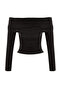 Altın Carmen Yaka Simli Örme Party Bluz TPRSS26BZ00002 - 7