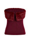 Black Fur Detailed Strapless Party Blouse Tprss26Bz00011 - 6