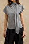 Antrasit Fitted/Vücuda Oturan Fular Yaka Ay Kol %100 Pamuk Örme Bluz TWOSS26BZ00234 - 3