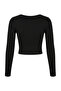 Siyah Fitted/Vücuda Oturan V Yaka Çıtçıtlı Crop Yumuşak Örme Bluz TWOSS26BZ00056 - 6
