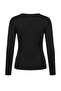 Siyah Fitted/Vücuda Oturan Uzun Kollu Pencere Detaylı Yumuşak Örme Bluz TWOSS26BZ00247 - 6