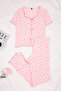 Pembe %100 Pamuklu Çiçekli Kurdele/Fiyonklu Fitilli/Pointel Örme Pijama Takımı THMSS26PT00010 - 6