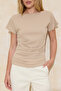 Stone Fitted Boat Neck Drop Shoulder Short Sleeve Scuba Crepe Knit Blouse TWOSS26BZ00080 - 3