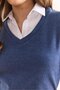 Women's Indigo Shirt Collar Detail Brioche Knit Blouse Blz-19002777 - 5