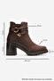 Wern Brown Suede Belt Buckle Detailed Women's Thick Heeled Boots - 3