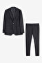 Men's Black Slim Fit Slim-Fit Mono Collar Cover Pocket Suit