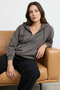 Antrasit Oversize Basic Kapuşonlu Fermuarlı Kalın İçi Polarlı Örme Hırka/Sweatshirt TWOAW24SW00188 - 3