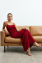 Kırmızı Maxi Bodycone/Vücuda Oturan Askılı Esnek Örme Elbise TWOSS23EL02435 - 2