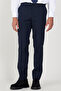 Men's Navy Blue-Black Slim Fit Slim Fit Swallow Collar Checkered Wool Vest Suit - 5