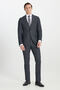 Men's Navy Blue-White Wool Slim Fit Slim Fit Swallow Collar Print Cover Pocket Suit - 2