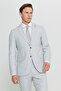 Slim Fit Slim Fit Mono Collar Cover Pocket Gray Suit