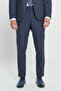 Men's Navy Blue Slim Fit Slim Fit Mono Collar Patterned Wool Suit - 7