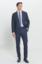 Men's Navy Blue Slim Fit Slim Fit Mono Collar Patterned Wool Suit - 4
