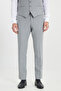 Men's Gray Woolen Slim Fit Slim Fit Mono Collar Diagonal Patterned Cover Pocket Vest Suit - 6
