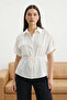 Ecru Front Tie Detail Pocket Short Sleeve Woven Shirt Twoss25Go00017 - 2