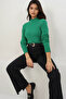 Green Stand Collar Knitwear Sweater Alc-X14858 - 2