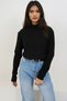 Women's Black Mock Neck Knitwear Sweater Alc-X14858