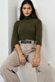 Khaki Turtleneck Wool Blend Knitwear Sweater Alc-X14851 - 3