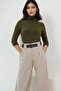 Khaki Turtleneck Wool Blend Knitwear Sweater Alc-X14851 - 4